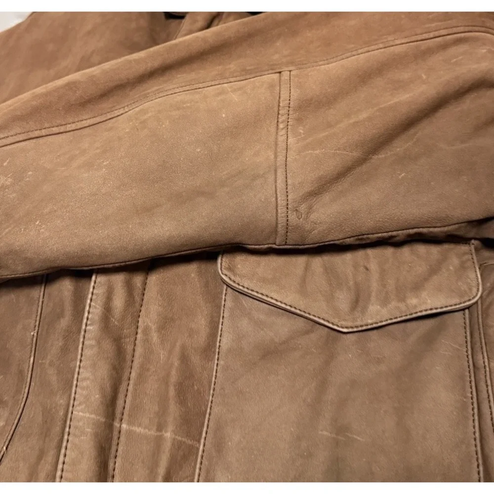 G-III‎ Dark Brown Leather Bomber Jacket Suede-like SZ Medium Aviator - Picture 5 of 10